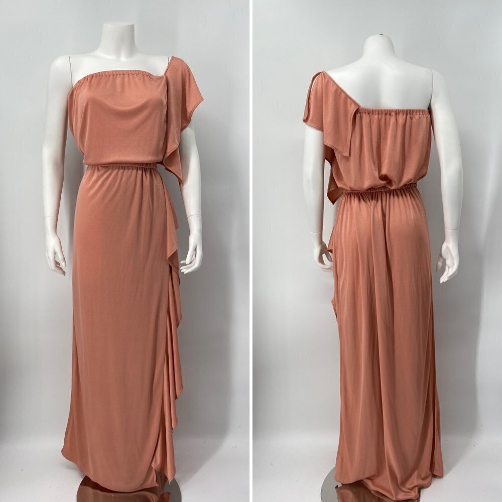 Vintage 70s Shiny Knit Formal 8 Grecian Style